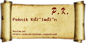 Peknik Kálmán névjegykártya